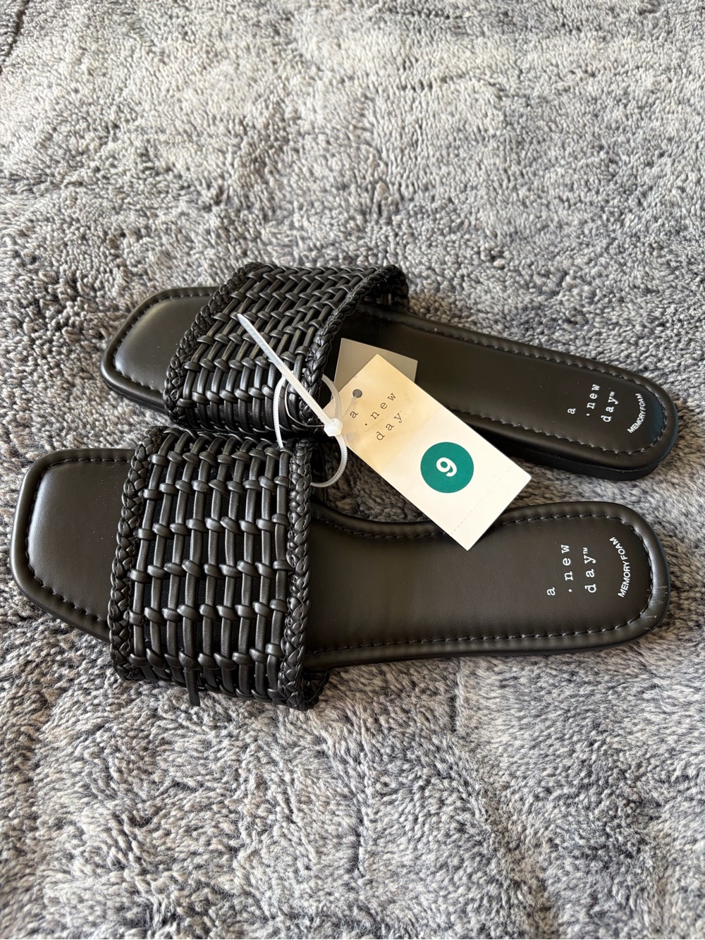 a new day Black Woven Slide Sandals